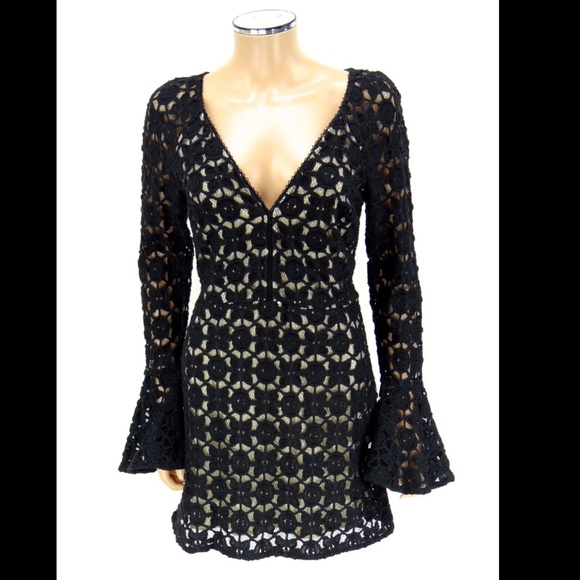 Free People Dresses & Skirts - FREE PEOPLE Lace Crochet Dress Tegan Black 10